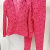 luxury designer high end 2pc set Women's Single Button  Lace Blazer Pencil Pants Suit set - Image 4