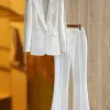 Luxury Runway Designer high end Suit Set Women's Career Style Single Button Blazer Flare Pants Suit - Image 2