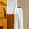 Luxury Runway Designer high end Suit Set Women's Career Style Single Button Blazer Flare Pants Suit - Image 3
