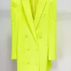 Luxury designer high end branded Fashion Jacket Women Peak Strong Shoulder Double Breasted Long Blazer - Image 3