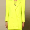 Luxury designer high end branded Fashion Jacket Women Peak Strong Shoulder Double Breasted Long Blazer