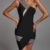 luxury designer fashion high end runway one Shoulder Split Irregular Dress Women's Summer New Slim Fit Sexy Dress
