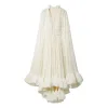 Luxury designer runway Clothing  Elegant Ruffles V-neck Irregular Long maxi Dresse Women 2023 Runway Robes Longues - Image 3