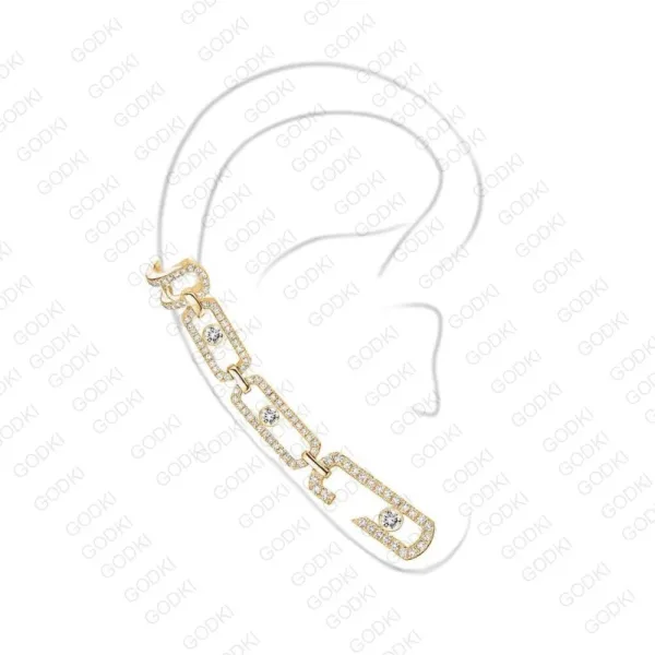luxury designer branded EarringsCuff For Woman Punk Rock Boucle D'oreille Vintage Jewelry Dazzling Cubic Zircon - Image 2