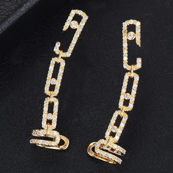 luxury designer branded EarringsCuff For Woman Punk Rock Boucle D'oreille Vintage Jewelry Dazzling Cubic Zircon - Image 3