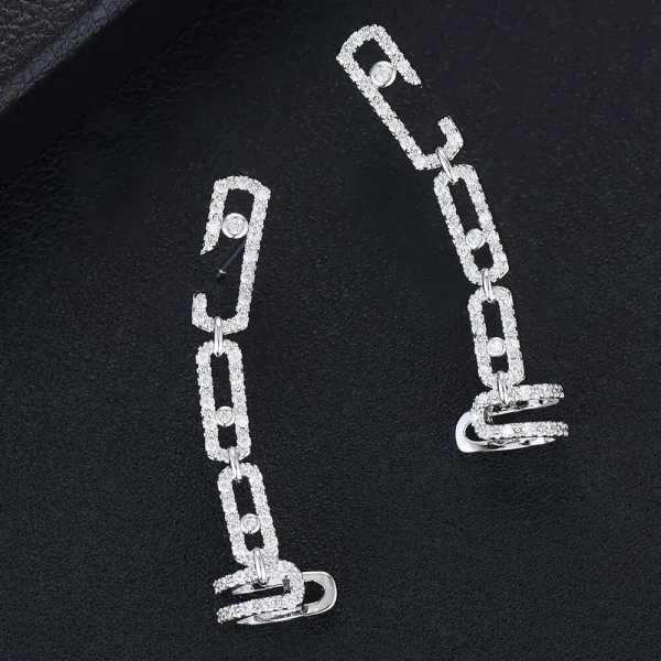 luxury designer branded EarringsCuff For Woman Punk Rock Boucle D'oreille Vintage Jewelry Dazzling Cubic Zircon - Image 5