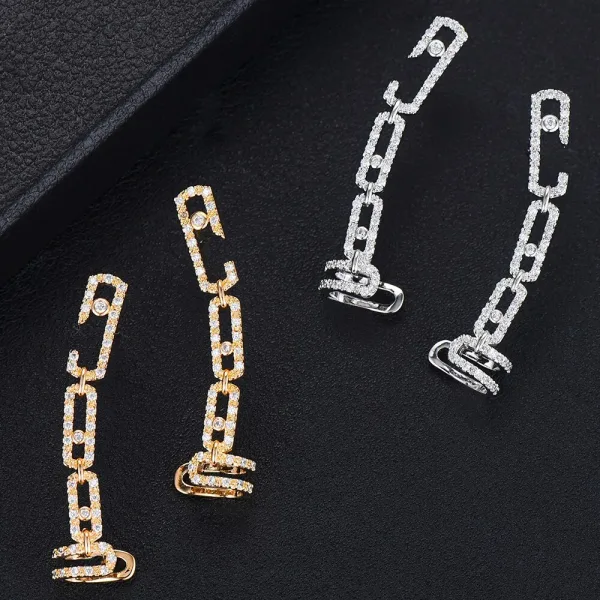 luxury designer branded EarringsCuff For Woman Punk Rock Boucle D'oreille Vintage Jewelry Dazzling Cubic Zircon