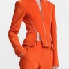 Luxury designer Newest 2023 Fall Winter Designer Fashion Women' V-neck Long Sleeve Zipper Panel Jacket - Image 2