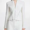 Luxury designer Newest 2023 Fall Winter Designer Fashion Women' V-neck Long Sleeve Zipper Panel Jacket - Image 3