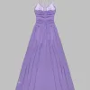 Luxury designer high end 2023 Fashion Stylish Designer Women's Sexy  V-neck Chiffon Party Strap Long Dress - Image 5