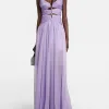 Luxury designer high end 2023 Fashion Stylish Designer Women's Sexy  V-neck Chiffon Party Strap Long Dress