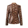 Luxury designer Women slim fits Blazer Jacket Unique Snake Pattern PU Leather Jackets - Image 2