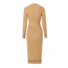 Luxury designer women Fall Elegant O-neck Sheath Knitting office wear Dress - Image 2