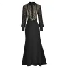 Luxury designer Fashion high end dress Women's Dress Long sleeve Lace Package Hip Elegant Party Black Fishtail Dresses