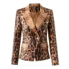 Luxury designer Women slim fits Blazer Jacket Unique Snake Pattern PU Leather Jackets