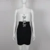 Women Sexy Strapless Backless Bow Tie Crystal Diamonds Mini Bodycon Bandage Dress Elegant Evening Party Dress - Image 4
