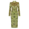 woman's dress Leopard Long sleeve Fashion casual celebrity cocktail party dress - Image 3