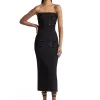 New Women's Black Sexy Sleeveless Strapless Midi Off Shoulder Bodycon Dress - Image 4