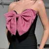 Sexy Women Black Sleeveless Strapless Shiny Big Bow Bandage Dress Backless Mini Bodycon Dresses - Image 3