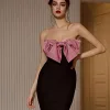 Sexy Women Black Sleeveless Strapless Shiny Big Bow Bandage Dress Backless Mini Bodycon Dresses - Image 4