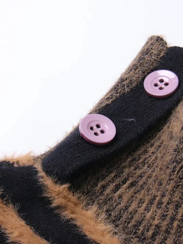 Luxury designer Vintage Striped Sweaters For Women Turtleneck Long Sleeve Patchwork Belt Casual knitted colorblock Sweater - Image 5