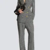Luxury designer high end Pants Suits Women New Double Breasted Mid Length Business Wear Suit Coat Jacket Straight Leg Pants Outfits